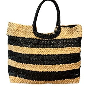 Black and Tan Woven Tote‎ Bag